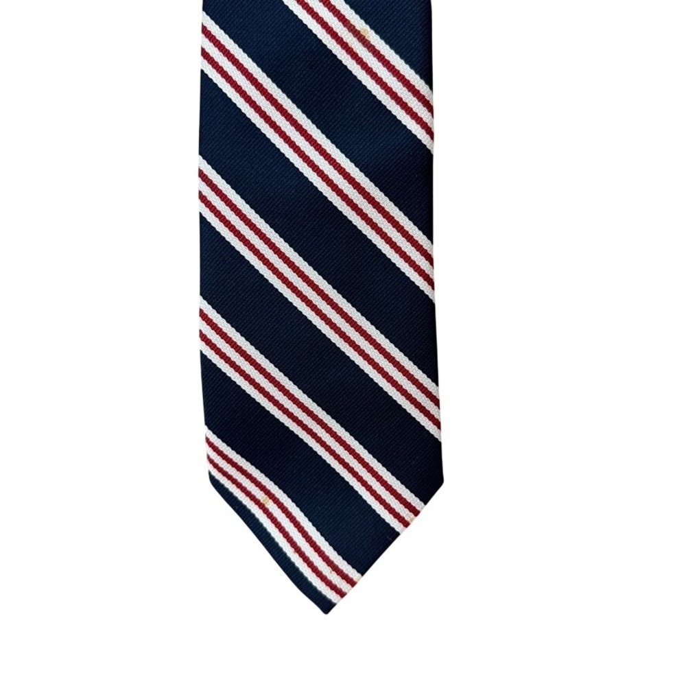 Christian Pelini Mens Silk Tie Navy Red White Diagonal Stripe Formal Business